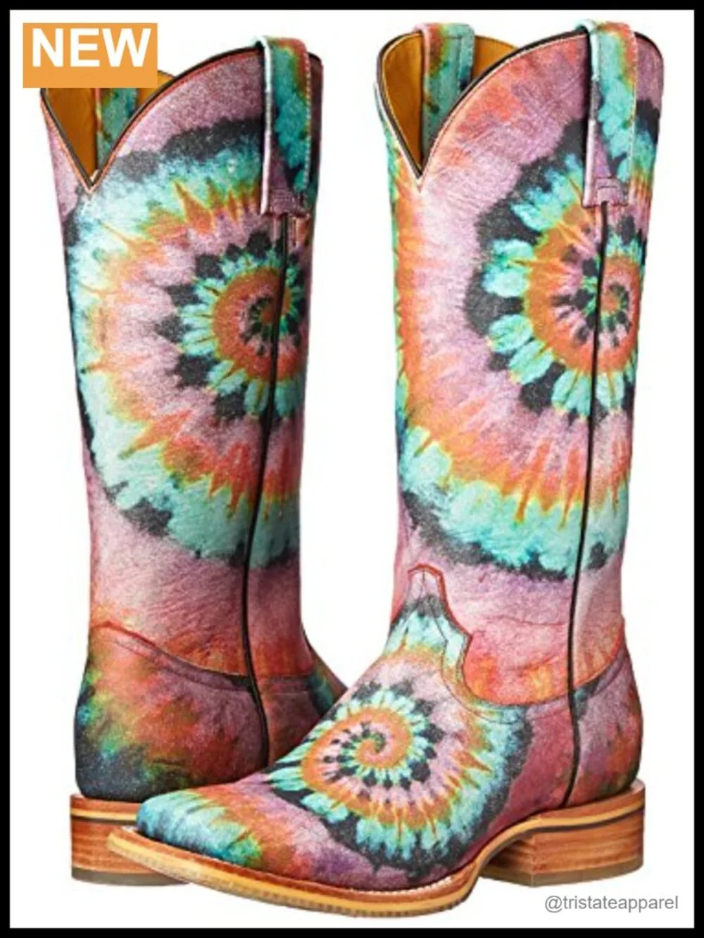 Women's Leather Work Boots - Square Toe - Embroidered - Groovy Style